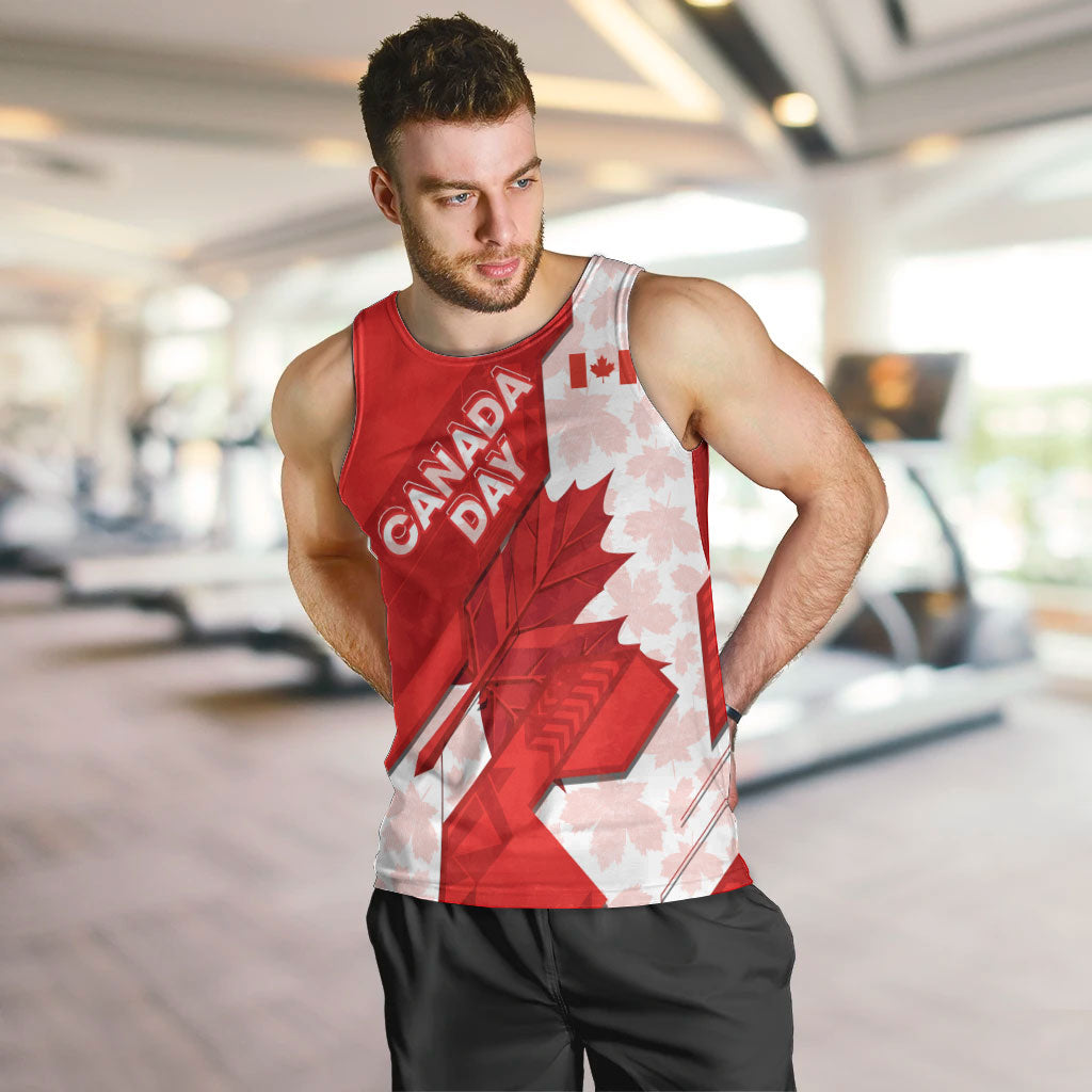 Canada Day Patriotic Maple Leaf Men Tank Top Geometric Rocky Mountain Art Heritage 1867 Graphic