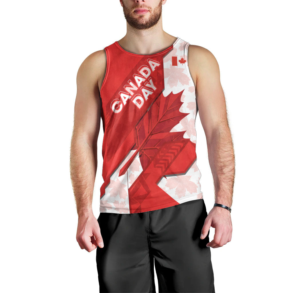 Canada Day Patriotic Maple Leaf Men Tank Top Geometric Rocky Mountain Art Heritage 1867 Graphic