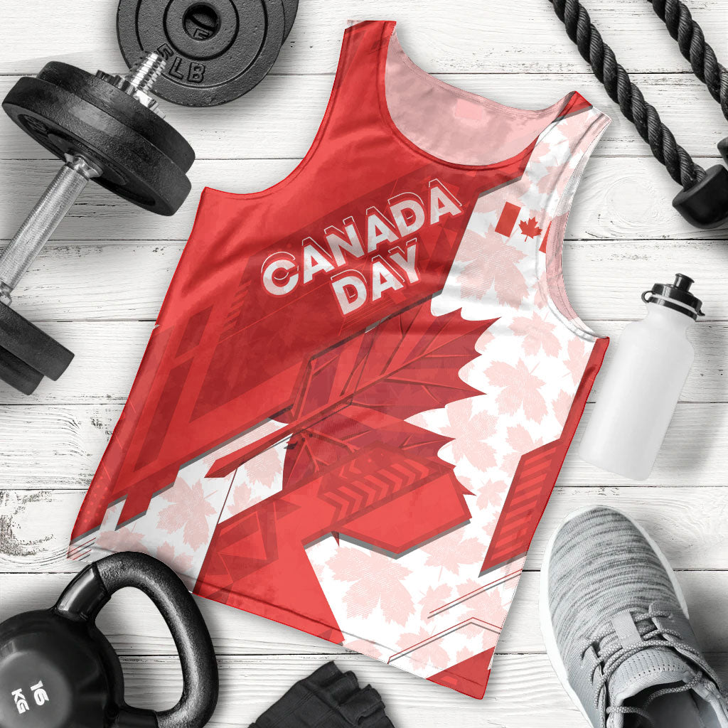 Canada Day Patriotic Maple Leaf Men Tank Top Geometric Rocky Mountain Art Heritage 1867 Graphic
