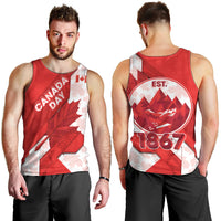 Canada Day Patriotic Maple Leaf Men Tank Top Geometric Rocky Mountain Art Heritage 1867 Graphic