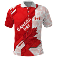 Canada Day Patriotic Maple Leaf Polo Shirt Geometric Rocky Mountain Art Heritage 1867 Graphic