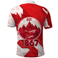Canada Day Patriotic Maple Leaf Polo Shirt Geometric Rocky Mountain Art Heritage 1867 Graphic