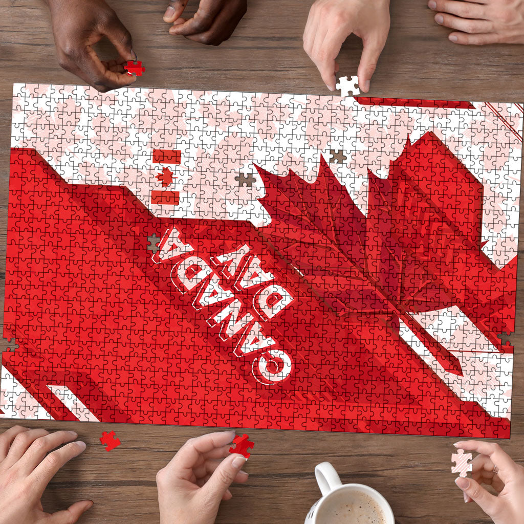 Canada Day Patriotic Maple Leaf Puzzle Geometric Rocky Mountain Art Heritage 1867 Graphic