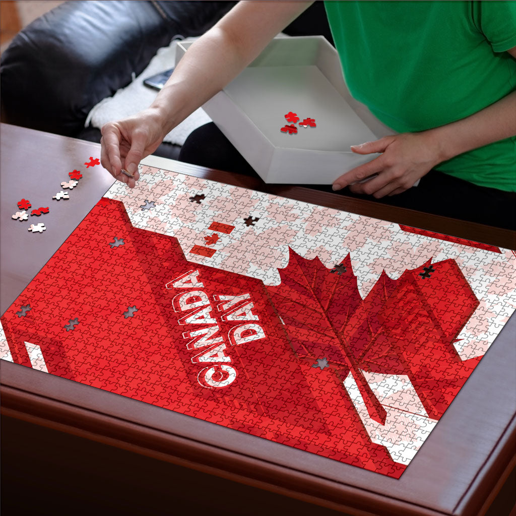 Canada Day Patriotic Maple Leaf Puzzle Geometric Rocky Mountain Art Heritage 1867 Graphic