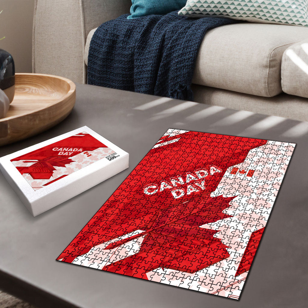 Canada Day Patriotic Maple Leaf Puzzle Geometric Rocky Mountain Art Heritage 1867 Graphic