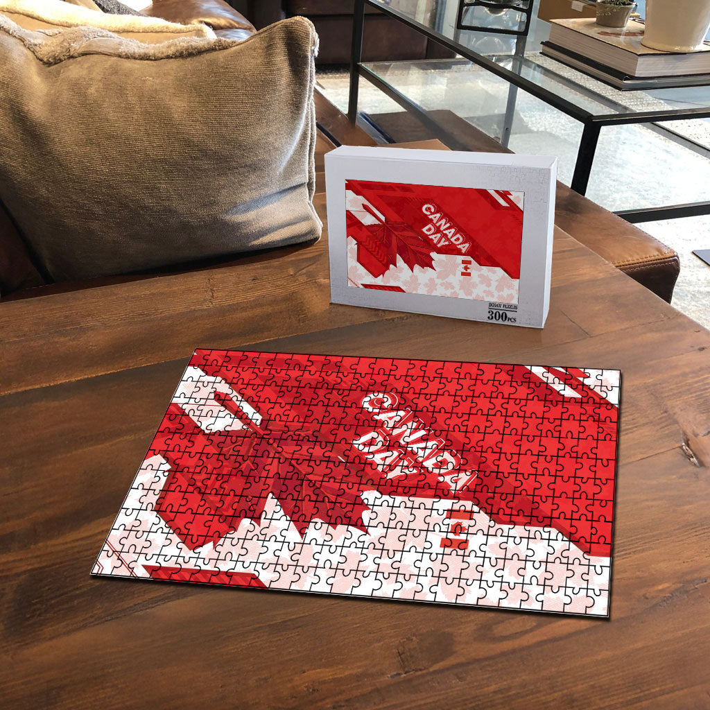 Canada Day Patriotic Maple Leaf Puzzle Geometric Rocky Mountain Art Heritage 1867 Graphic