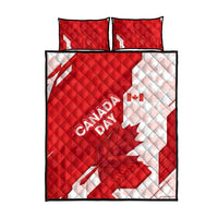 Canada Day Patriotic Maple Leaf Quilt Bed Set Geometric Rocky Mountain Art Heritage 1867 Graphic
