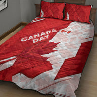 Canada Day Patriotic Maple Leaf Quilt Bed Set Geometric Rocky Mountain Art Heritage 1867 Graphic