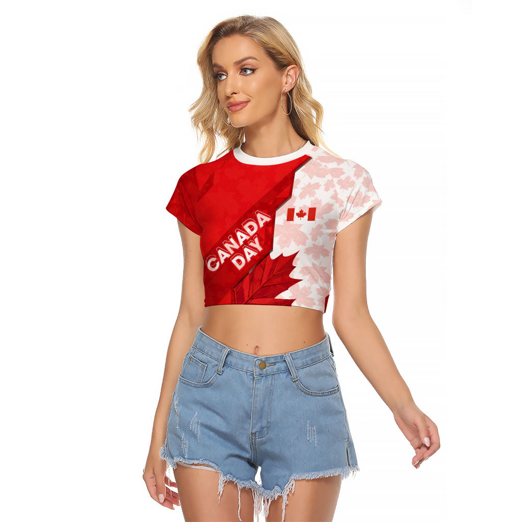 Canada Day Patriotic Maple Leaf Raglan Cropped T Shirt Geometric Rocky Mountain Art Heritage 1867 Graphic