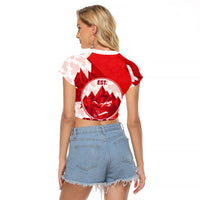 Canada Day Patriotic Maple Leaf Raglan Cropped T Shirt Geometric Rocky Mountain Art Heritage 1867 Graphic