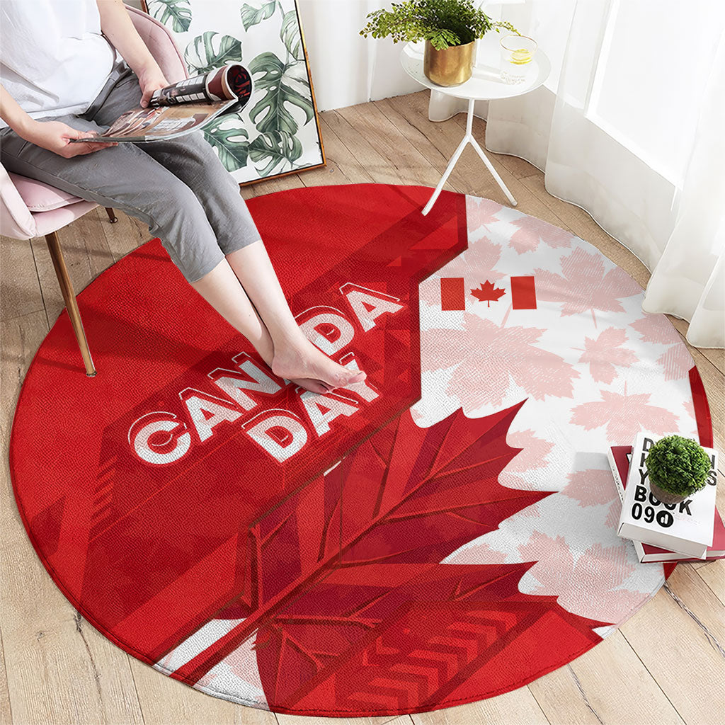 Canada Day Patriotic Maple Leaf Round Carpet Geometric Rocky Mountain Art Heritage 1867 Graphic