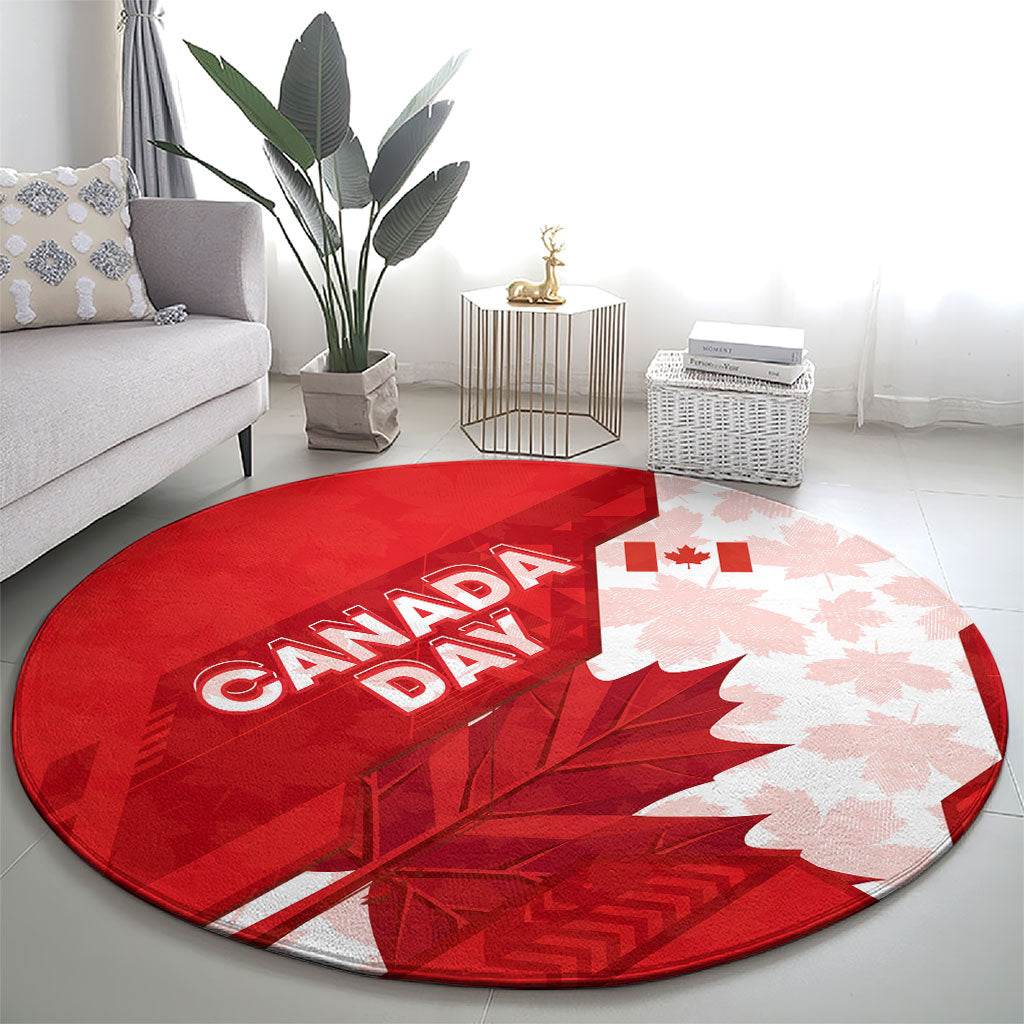 Canada Day Patriotic Maple Leaf Round Carpet Geometric Rocky Mountain Art Heritage 1867 Graphic