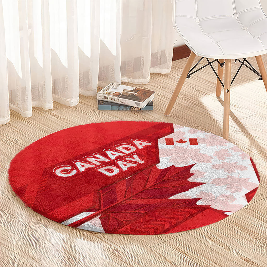 Canada Day Patriotic Maple Leaf Round Carpet Geometric Rocky Mountain Art Heritage 1867 Graphic