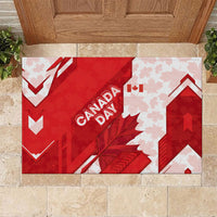 Canada Day Patriotic Maple Leaf Rubber Doormat Geometric Rocky Mountain Art Heritage 1867 Graphic