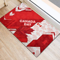 Canada Day Patriotic Maple Leaf Rubber Doormat Geometric Rocky Mountain Art Heritage 1867 Graphic