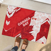 Canada Day Patriotic Maple Leaf Rubber Doormat Geometric Rocky Mountain Art Heritage 1867 Graphic