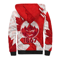 Canada Day Patriotic Maple Leaf Sherpa Hoodie Geometric Rocky Mountain Art Heritage 1867 Graphic
