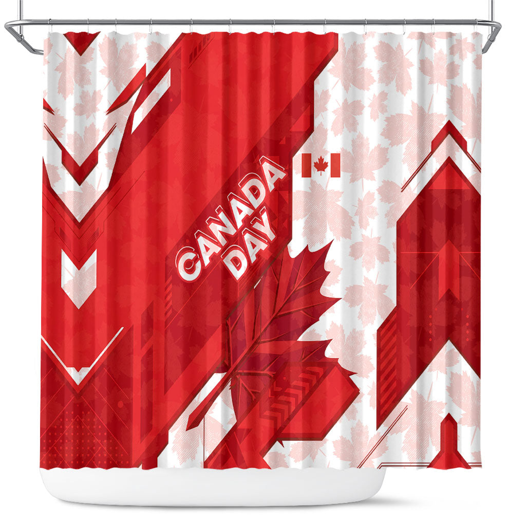 Canada Day Patriotic Maple Leaf Shower Curtain Geometric Rocky Mountain Art Heritage 1867 Graphic