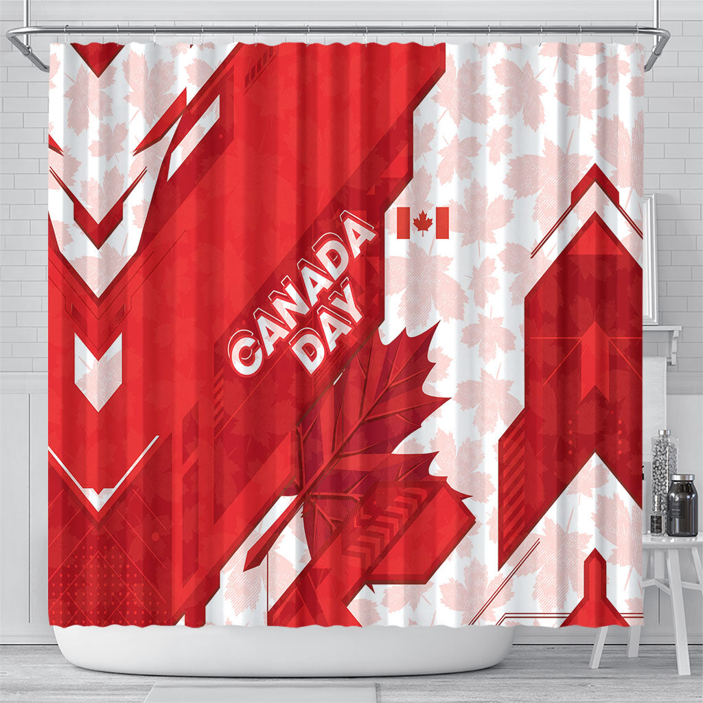 Canada Day Patriotic Maple Leaf Shower Curtain Geometric Rocky Mountain Art Heritage 1867 Graphic