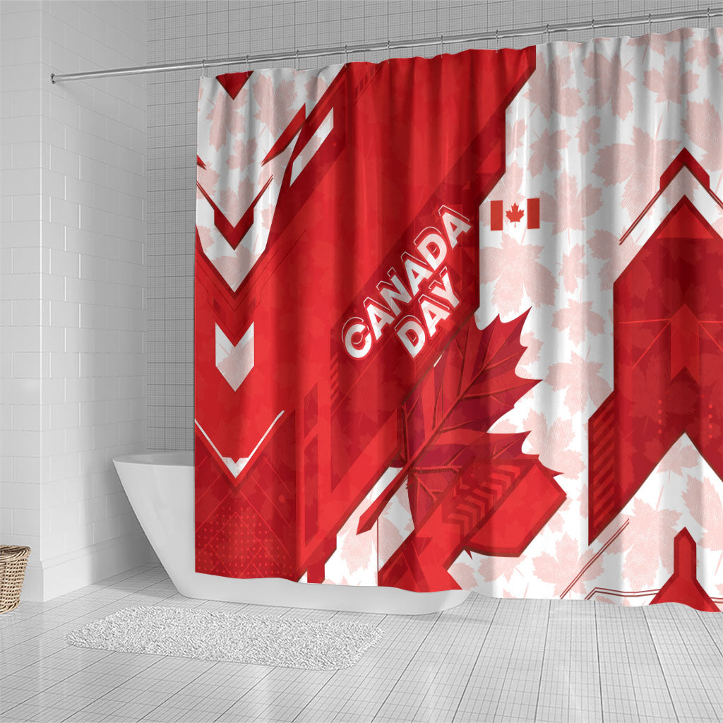 Canada Day Patriotic Maple Leaf Shower Curtain Geometric Rocky Mountain Art Heritage 1867 Graphic