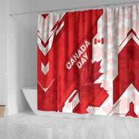 Canada Day Patriotic Maple Leaf Shower Curtain Geometric Rocky Mountain Art Heritage 1867 Graphic
