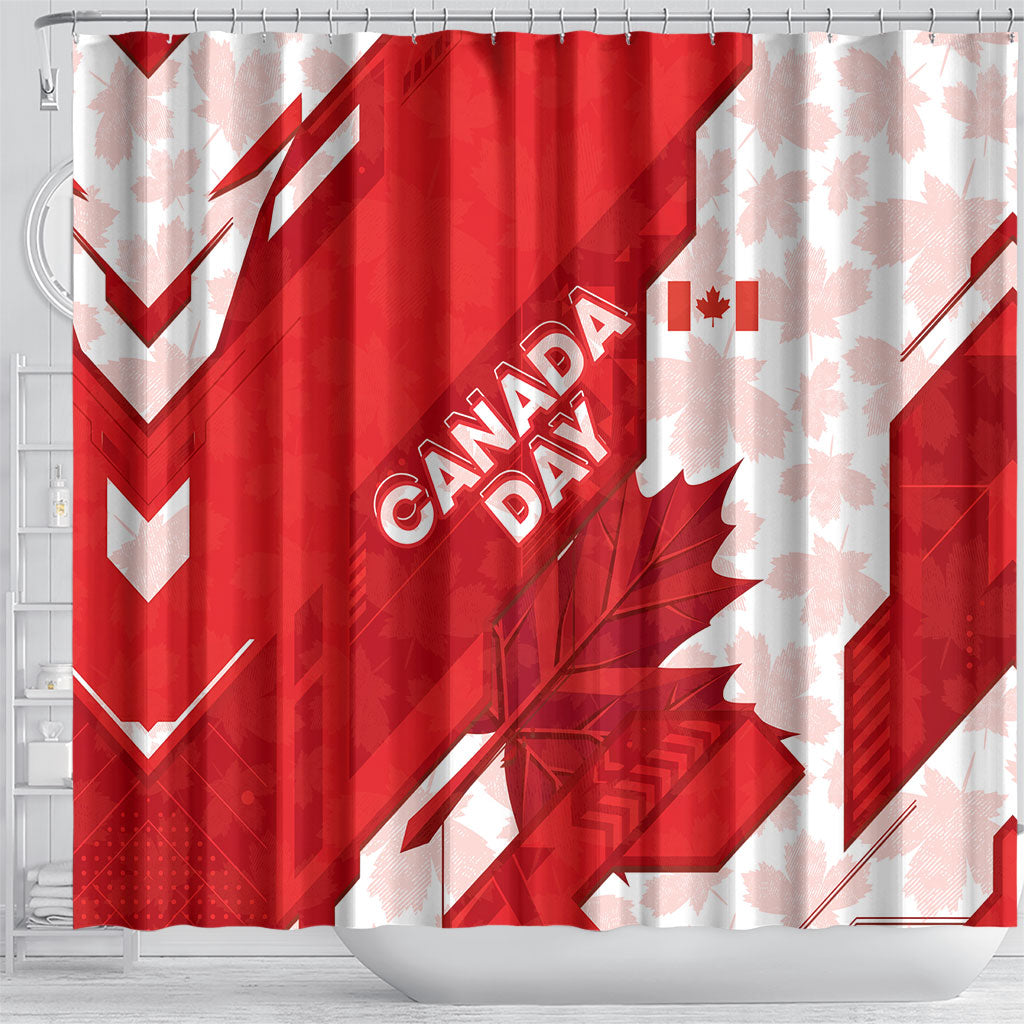 Canada Day Patriotic Maple Leaf Shower Curtain Geometric Rocky Mountain Art Heritage 1867 Graphic
