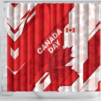 Canada Day Patriotic Maple Leaf Shower Curtain Geometric Rocky Mountain Art Heritage 1867 Graphic