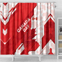 Canada Day Patriotic Maple Leaf Shower Curtain Geometric Rocky Mountain Art Heritage 1867 Graphic