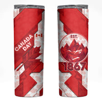 Canada Day Patriotic Maple Leaf Skinny Tumbler Geometric Rocky Mountain Art Heritage 1867 Graphic