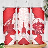 Canada Day Patriotic Maple Leaf Skinny Tumbler Geometric Rocky Mountain Art Heritage 1867 Graphic