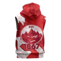 Canada Day Patriotic Maple Leaf Sleeveless Hoodie Geometric Rocky Mountain Art Heritage 1867 Graphic