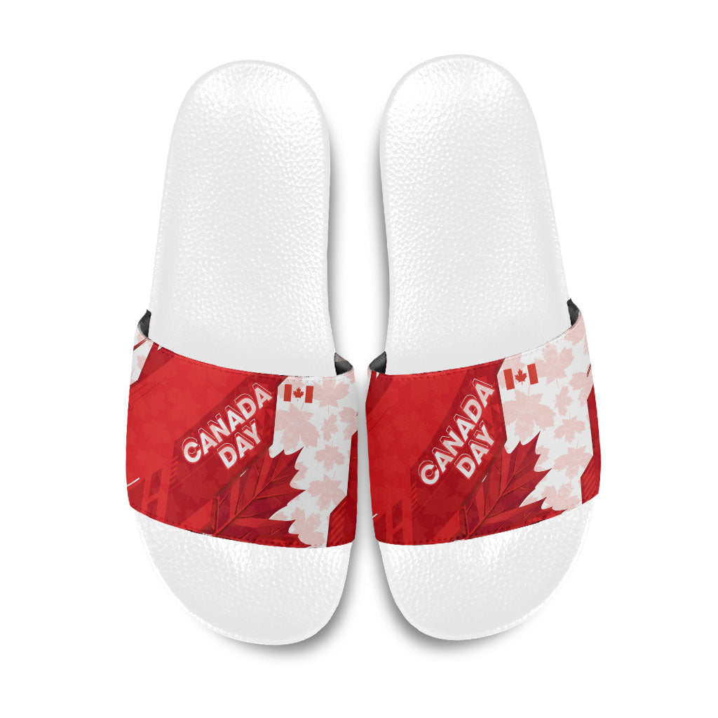 Canada Day Patriotic Maple Leaf Slide Sandals Geometric Rocky Mountain Art Heritage 1867 Graphic