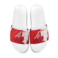 Canada Day Patriotic Maple Leaf Slide Sandals Geometric Rocky Mountain Art Heritage 1867 Graphic