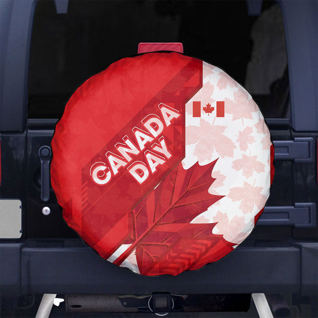 Canada Day Patriotic Maple Leaf Spare Tire Cover Geometric Rocky Mountain Art Heritage 1867 Graphic