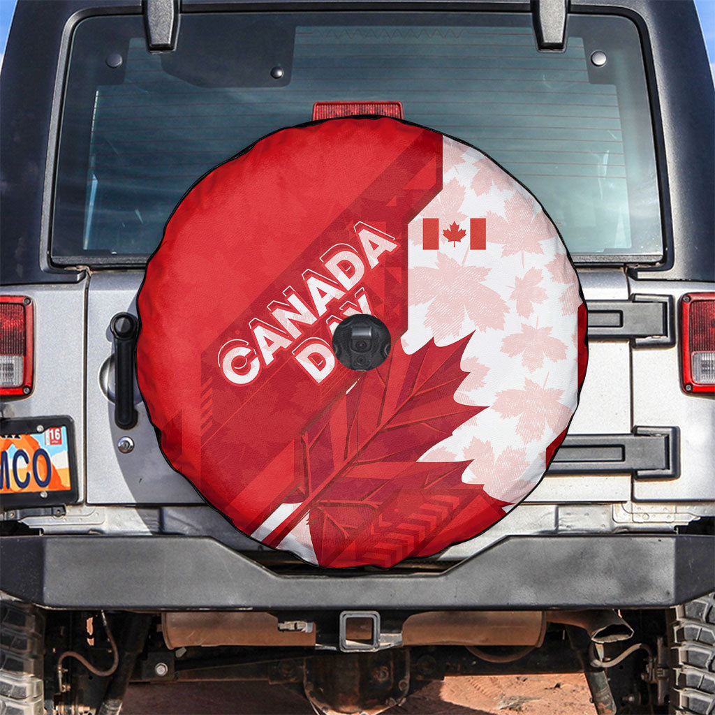 Canada Day Patriotic Maple Leaf Spare Tire Cover Geometric Rocky Mountain Art Heritage 1867 Graphic