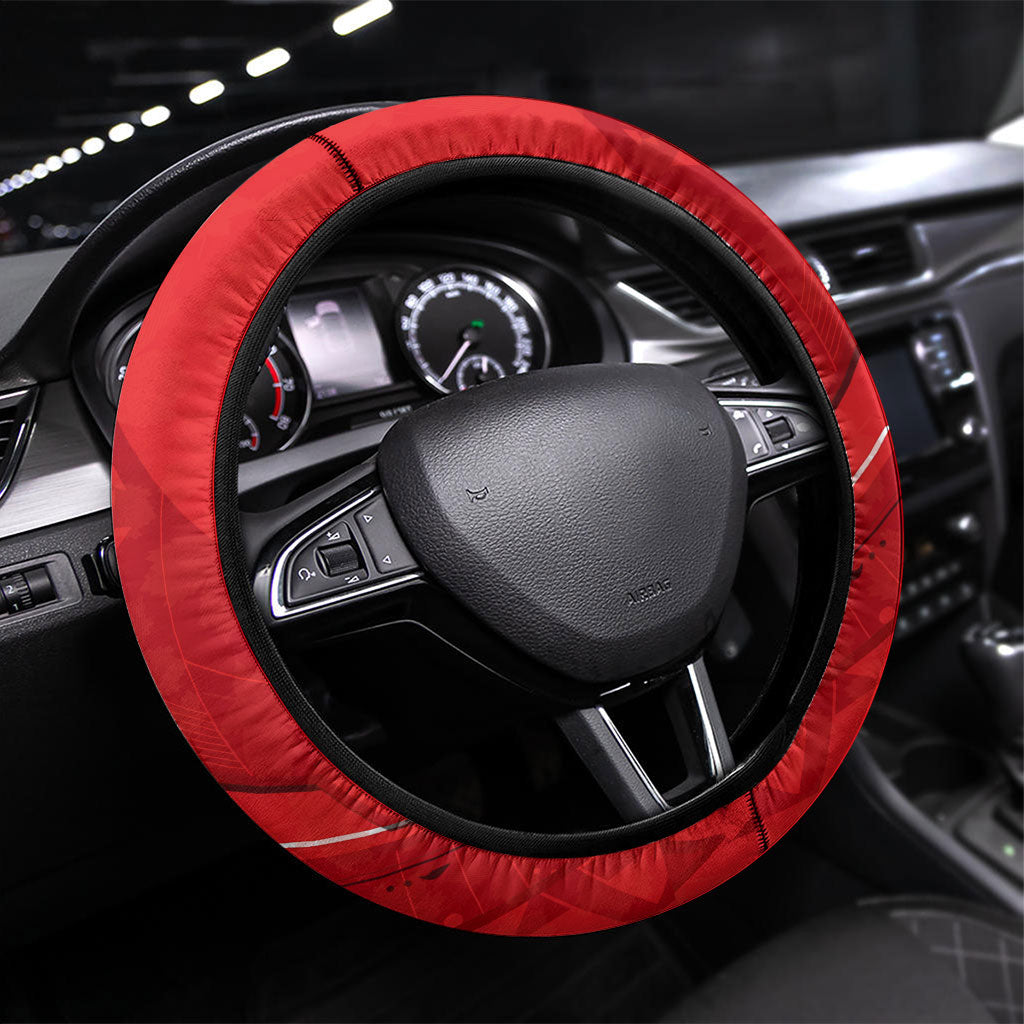 Canada Day Patriotic Maple Leaf Steering Wheel Cover Geometric Rocky Mountain Art Heritage 1867 Graphic