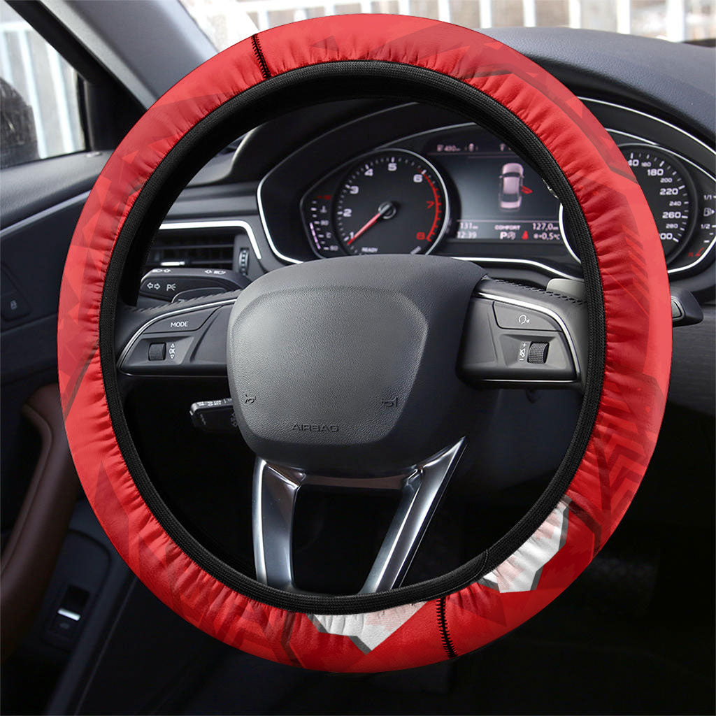 Canada Day Patriotic Maple Leaf Steering Wheel Cover Geometric Rocky Mountain Art Heritage 1867 Graphic
