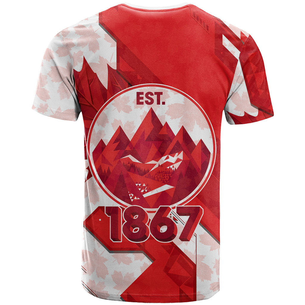 Canada Day Patriotic Maple Leaf T Shirt Geometric Rocky Mountain Art Heritage 1867 Graphic