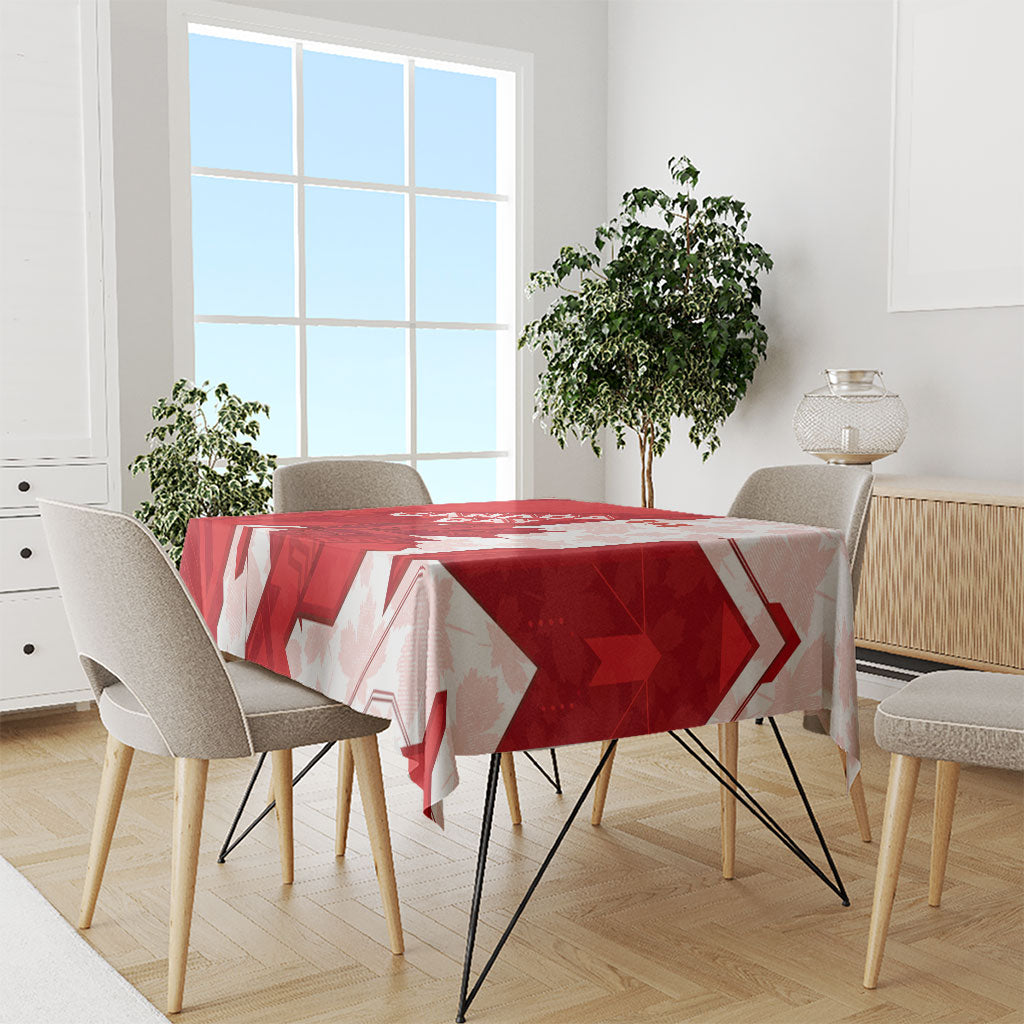 Canada Day Patriotic Maple Leaf Tablecloth Geometric Rocky Mountain Art Heritage 1867 Graphic