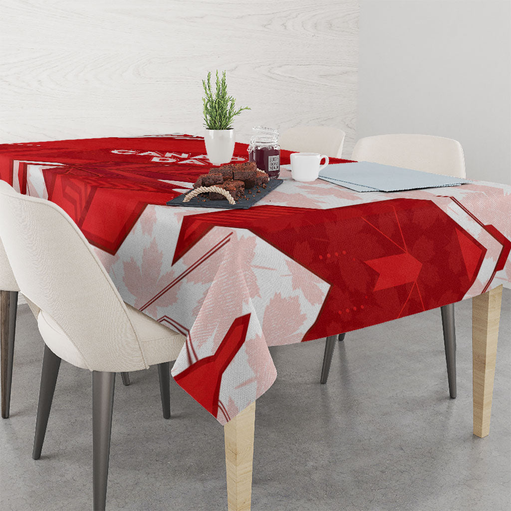 Canada Day Patriotic Maple Leaf Tablecloth Geometric Rocky Mountain Art Heritage 1867 Graphic