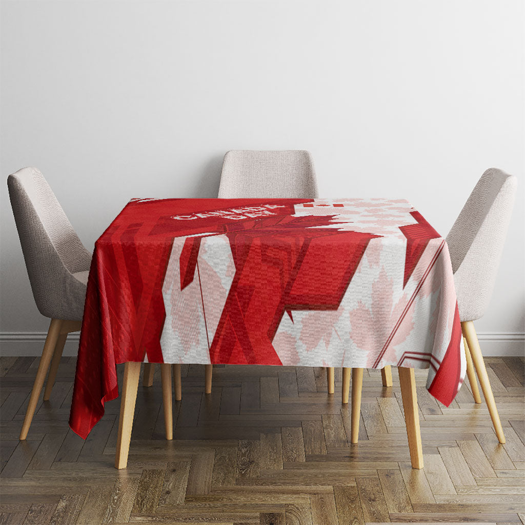 Canada Day Patriotic Maple Leaf Tablecloth Geometric Rocky Mountain Art Heritage 1867 Graphic