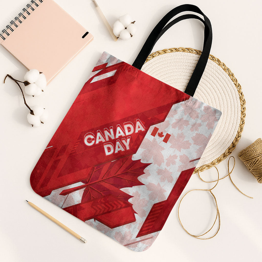 Canada Day Patriotic Maple Leaf Tote Bag Geometric Rocky Mountain Art Heritage 1867 Graphic