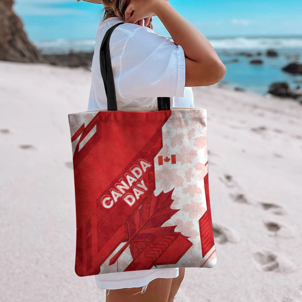 Canada Day Patriotic Maple Leaf Tote Bag Geometric Rocky Mountain Art Heritage 1867 Graphic