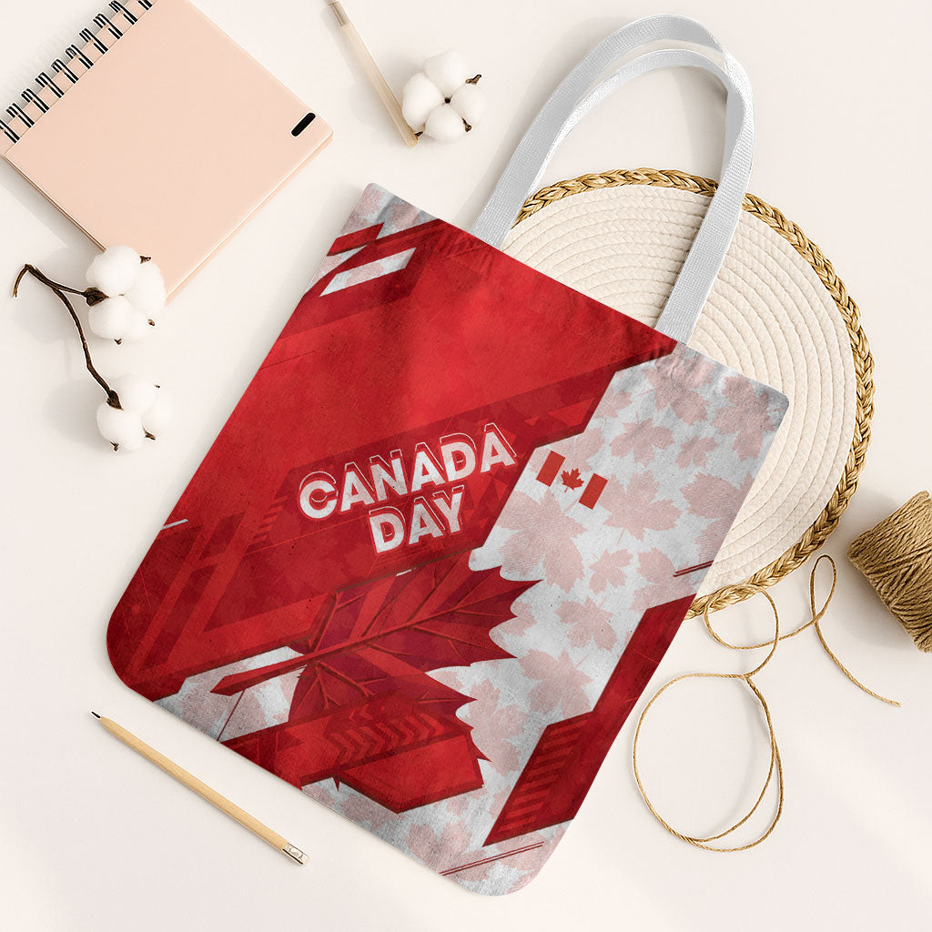 Canada Day Patriotic Maple Leaf Tote Bag Geometric Rocky Mountain Art Heritage 1867 Graphic