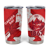 Canada Day Patriotic Maple Leaf Tumbler Cup Geometric Rocky Mountain Art Heritage 1867 Graphic