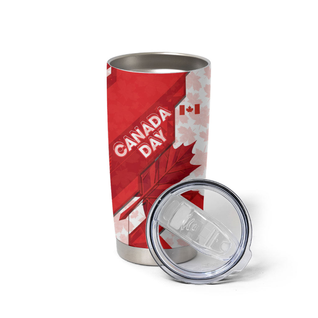 Canada Day Patriotic Maple Leaf Tumbler Cup Geometric Rocky Mountain Art Heritage 1867 Graphic