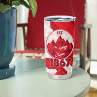 Canada Day Patriotic Maple Leaf Tumbler Cup Geometric Rocky Mountain Art Heritage 1867 Graphic