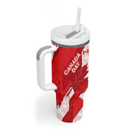 Canada Day Patriotic Maple Leaf Tumbler With Handle Geometric Rocky Mountain Art Heritage 1867 Graphic