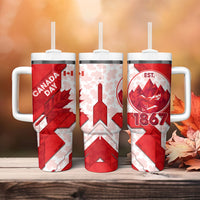 Canada Day Patriotic Maple Leaf Tumbler With Handle Geometric Rocky Mountain Art Heritage 1867 Graphic