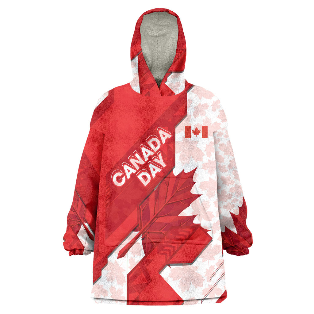 Canada Day Patriotic Maple Leaf Wearable Blanket Hoodie Geometric Rocky Mountain Art Heritage 1867 Graphic